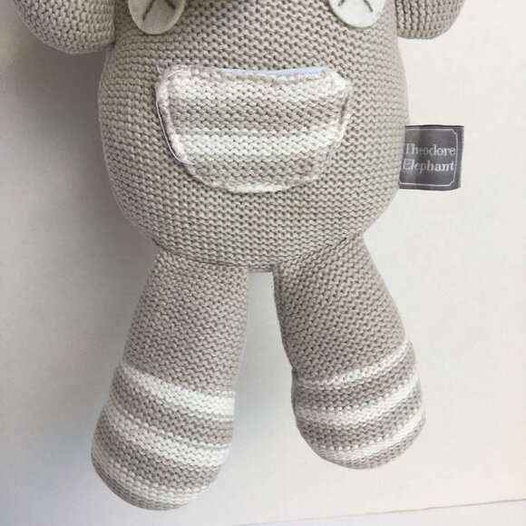 Living Textiles Grey Theodore Elephant Knit Plush Stuffed Animal Baby Toy - Picture 5 of 11